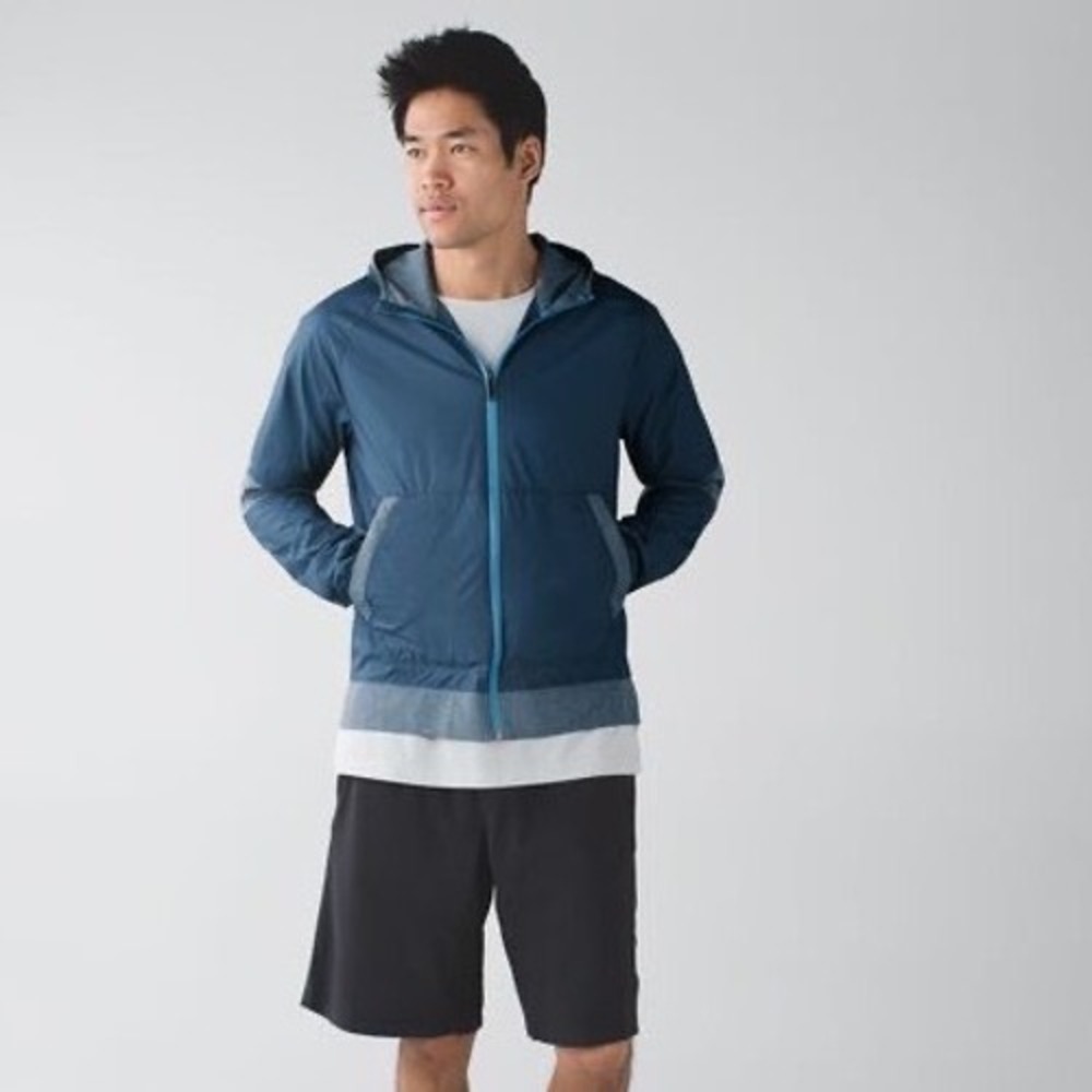 Lululemon Synth Jacket Full Zip Reflective Running Hoodie Hawk Blue Large